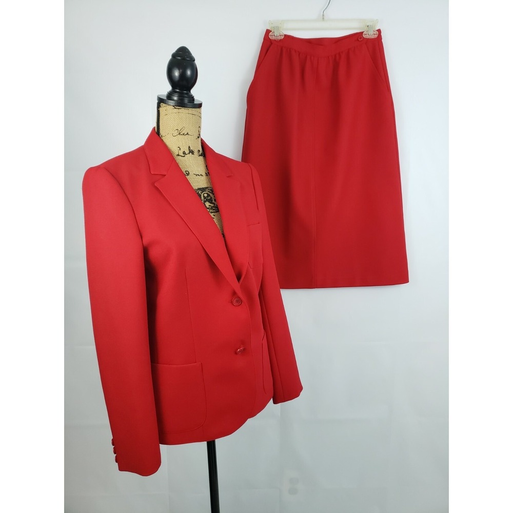 Haberdashery By Personal Womens 2‎ Piece Skirt Suit Red size 10 Separates P82